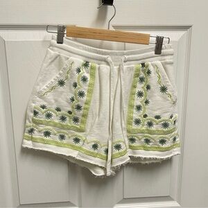 By Anthropologie White Embroidered Terry Shorts. Sz XS